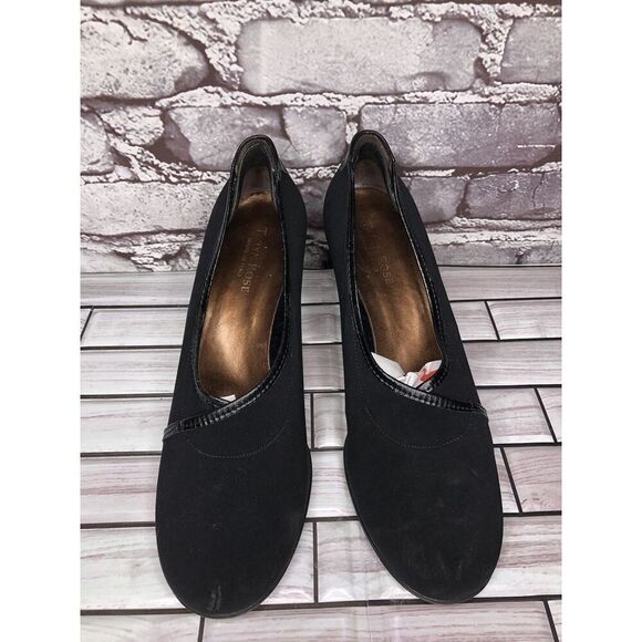 Taryn Rose Black Textile Leather Trim Closed High Heels Women’s Sz 39EU/8.5M US - Picture 2 of 16